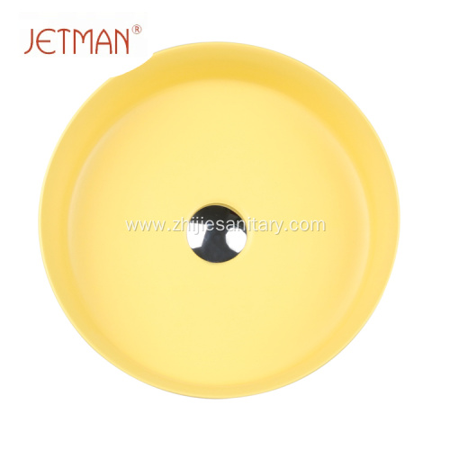Round yellow color sink art basin ceramic